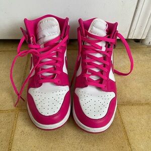 Nike Women’s Pink and White High-Top Sneakers